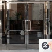 Zwart Openingstijden Logo QR Code Transparant Raamsticker (Kantoordeur)