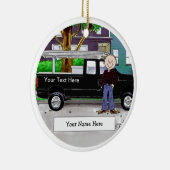 Zwart ophaalwagen op maat - mannelijk keramisch ornament (Rechts)