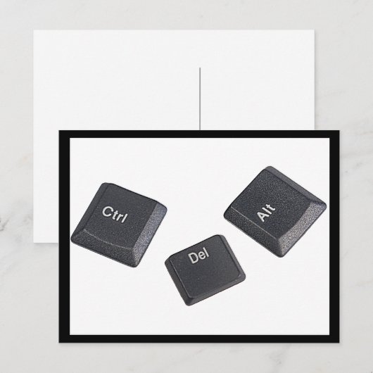 Zwart opnieuw opstarten op witte computertoetsen briefkaart (Voorkant / Achterkant)