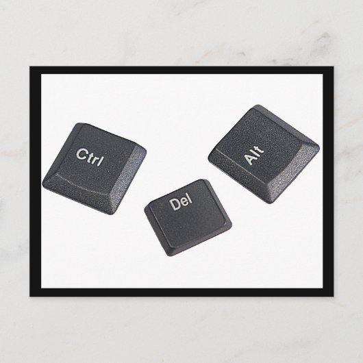 Zwart opnieuw opstarten op witte computertoetsen briefkaart (Voorkant)
