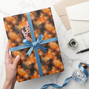 Zwart & Oranje Abstract Cadeaupapier