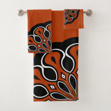 Zwart-Oranje Abstract Modern Mandala