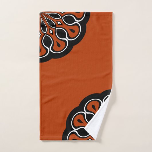 Zwart-Oranje Abstract Modern Mandala Bad Handdoek (Handdoek)