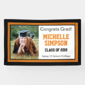Zwart-Oranje Afstudeerder Eén foto Spandoek (Horizontaal)