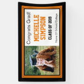 Zwart-Oranje Afstudeerder Eén foto Spandoek (Verticaal)