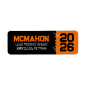 Zwart & Oranje Afstuderen retour adreslabels Etiket (Voorkant)