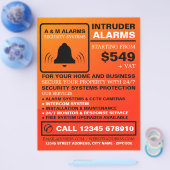 Zwart-Oranje Alarm Logo, Beveiligingsalarmservice Flyer (Enkel)