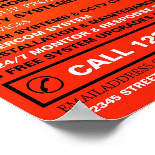 Zwart-Oranje Alarm Logo, Beveiligingsalarmservice Poster (Hoek)