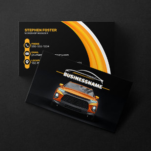 Zwart & Oranje Automotive Automobiel Autoreparatie Visitekaartje