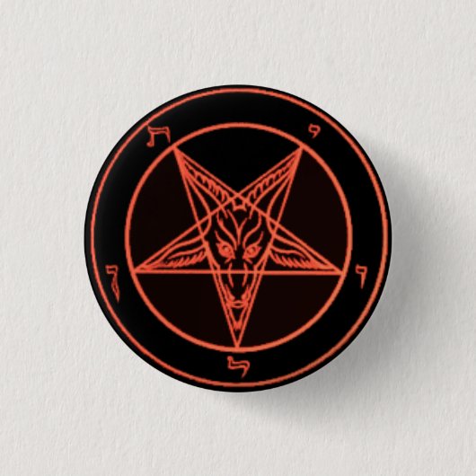 Zwart-Oranje baphometspelden Ronde Button 3,2 Cm (Voorkant)