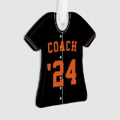 Zwart-Oranje Baseball Coach Team Jersey Ornament (voorkant)