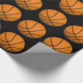 Zwart & Oranje Basketbal Kerst Wrapping Papier (Hoek)
