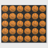 Zwart & Oranje Basketbal Kerst Wrapping Papier (Vlak)