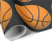 Zwart & Oranje Basketbal Kerst Wrapping Papier (Rol Hoek)