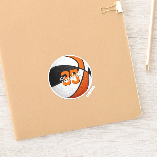 Zwart oranje basketbal team partij gunsten sticker (Notitieboek)