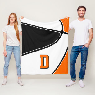 zwart oranje basketbalteam kleuren jongens meisjes fleece deken