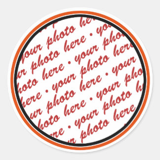 Zwart-Oranje bijgesneden fotosjabloon Ronde Sticker