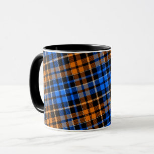 Zwart Oranje Blauw Geruit Schotse Patroon Ontwerp  Mok