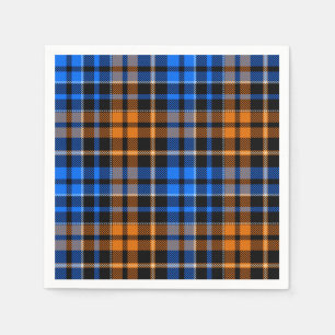 Zwart Oranje Blauw Geruit Schotse Patroon Ontwerp Servet