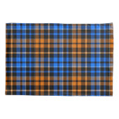 Zwart Oranje Blauw Geruit Tartan Design Kussensloop (Achterkant)