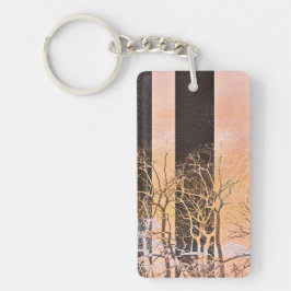 Zwart oranje boomstammen vertakken digitale kunst sleutelhanger