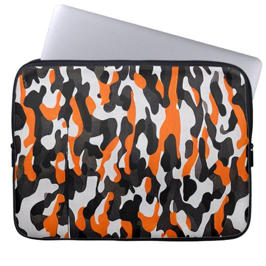 Zwart Oranje camouflage patroon Elektronische tas (Voorkant)