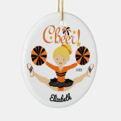 Zwart-Oranje Cheer Blonde Cheerleader Ornament (Rechts)