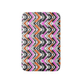Zwart, Oranje en roze hand getekend Chevron Patter Badmat (Voorkant Verticaal)
