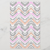 Zwart, Oranje en roze hand getekend Chevron Patter Briefpapier (Voorkant)