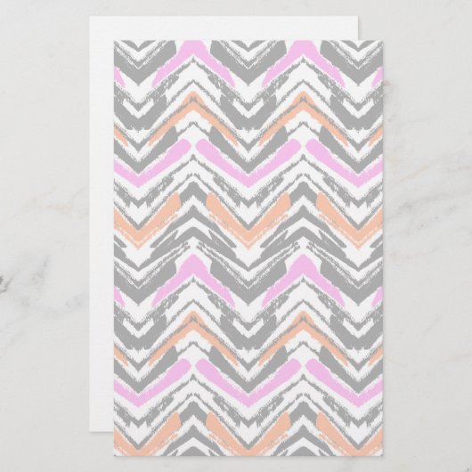 Zwart, Oranje en roze hand getekend Chevron Patter Briefpapier (Voorkant / Achterkant)