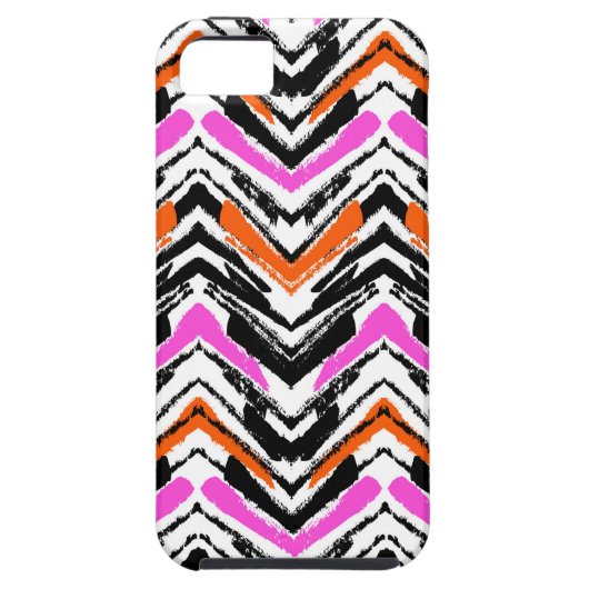 Zwart, Oranje en roze hand getekend Chevron Patter Case-Mate iPhone Case (Achterkant)