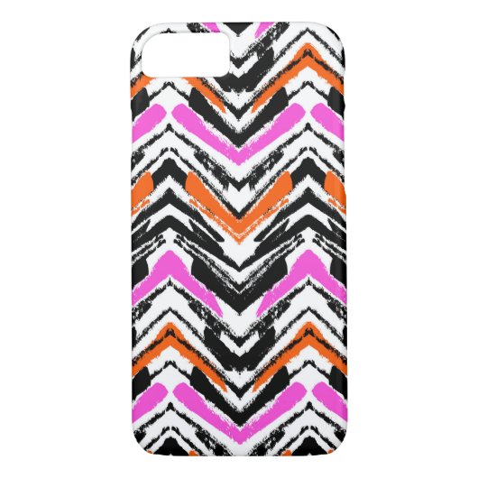 Zwart, Oranje en roze hand getekend Chevron Patter Case-Mate iPhone Case (Achterkant)