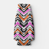 Zwart, Oranje en roze hand getekend Chevron Patter Flesjeskoeler (Voorkant)