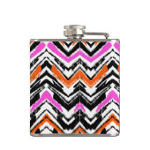 Zwart, Oranje en roze hand getekend Chevron Patter Heupfles (Achterkant)