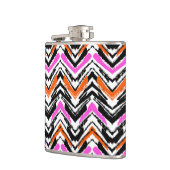 Zwart, Oranje en roze hand getekend Chevron Patter Heupfles (Links)