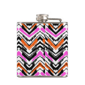 Zwart, Oranje en roze hand getekend Chevron Patter Heupfles (Achterkant)