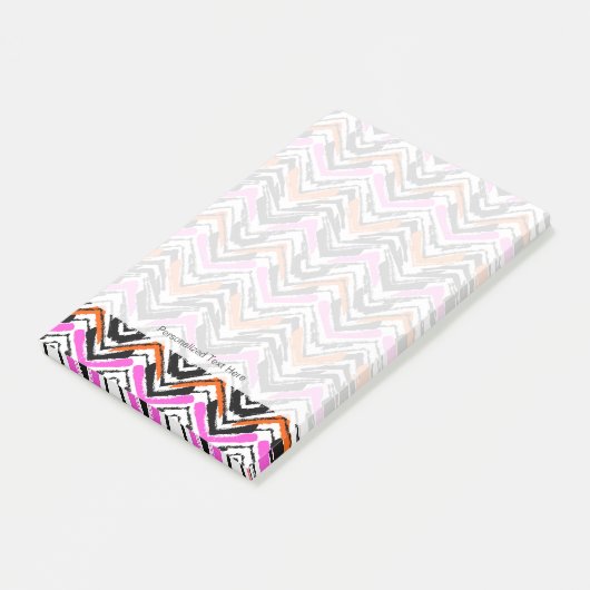 Zwart, Oranje en roze hand getekend Chevron Patter Post-it® Notes (Schuin)