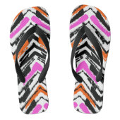 Zwart, Oranje en roze hand getekend Chevron Patter Teenslippers (Voetbed)