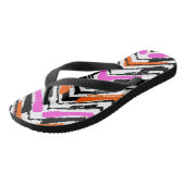 Zwart, Oranje en roze hand getekend Chevron Patter Teenslippers (Schuin)