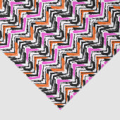 Zwart, Oranje en roze hand getekend Chevron Patter Tissuepapier (Detail)