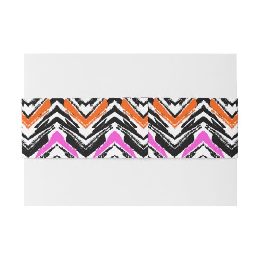 Zwart, Oranje en roze hand getekend Chevron Patter Uitnodigingen Wikkel (Achterkant Voorbeeld)