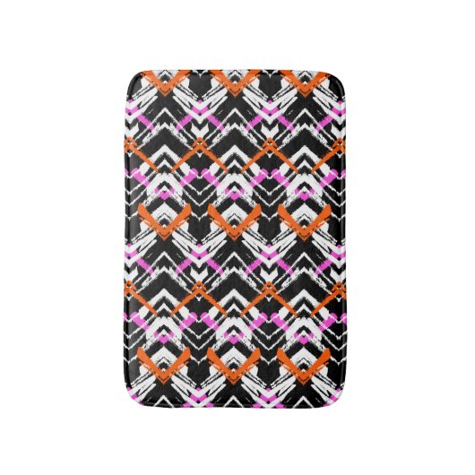 Zwart, Oranje en roze hand getekend pijlpatroon Badmat (Voorkant Verticaal)