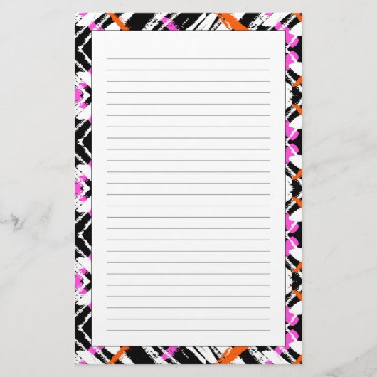 Zwart, Oranje en roze hand getekend pijlpatroon Briefpapier (Voorkant)