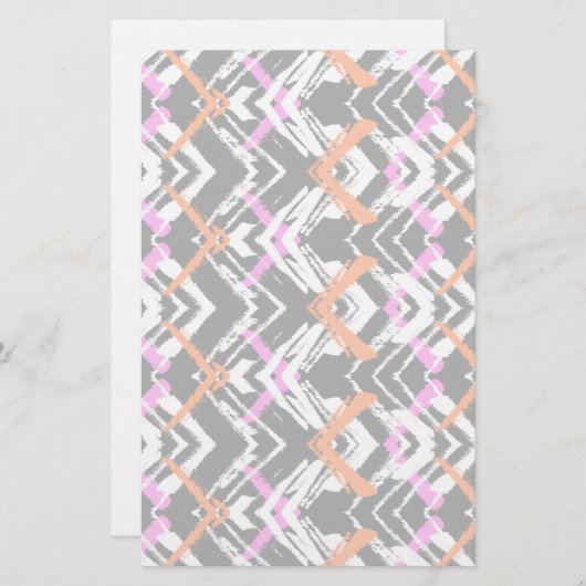 Zwart, Oranje en roze hand getekend pijlpatroon Briefpapier (Voorkant / Achterkant)