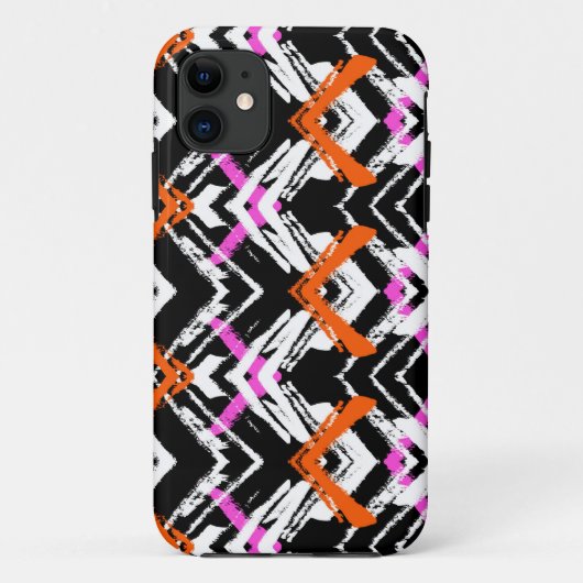 Zwart, Oranje en roze hand getekend pijlpatroon Case-Mate iPhone Case (Achterkant)