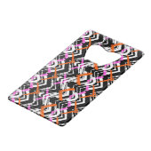 Zwart, Oranje en roze hand getekend pijlpatroon Creditkaart Flessenopener (Achterkant Gekanteld)