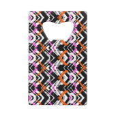 Zwart, Oranje en roze hand getekend pijlpatroon Creditkaart Flessenopener (Achterkant)