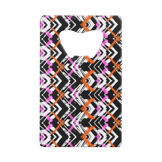 Zwart, Oranje en roze hand getekend pijlpatroon Creditkaart Flessenopener (Achterkant)