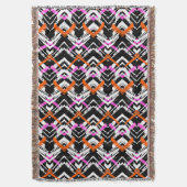 Zwart, Oranje en roze hand getekend pijlpatroon Deken (Voorkant Verticaal)