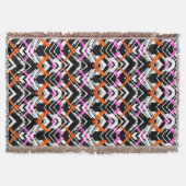 Zwart, Oranje en roze hand getekend pijlpatroon Deken (Voorkant)